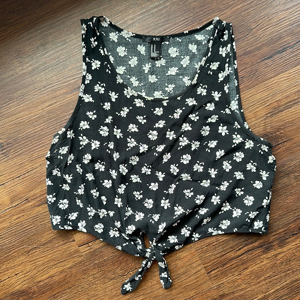 Vintage Forever 21 Floral Tie Crop, Size Medium